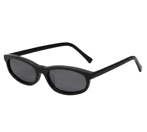 Slim Oval Rave Shades – Schwarze Techno Minimal Brille