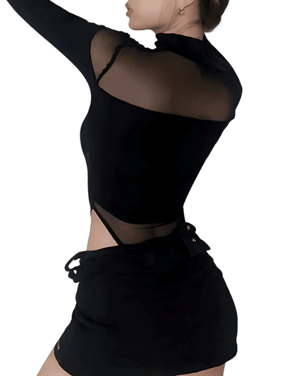 Schwarzer Nebelschleier Bodysuit