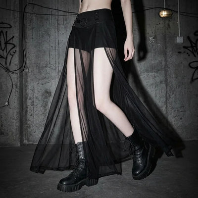 Dusk Mesh Rock in Bewegung, schwarzes Design, Model im Club, Festival Mode