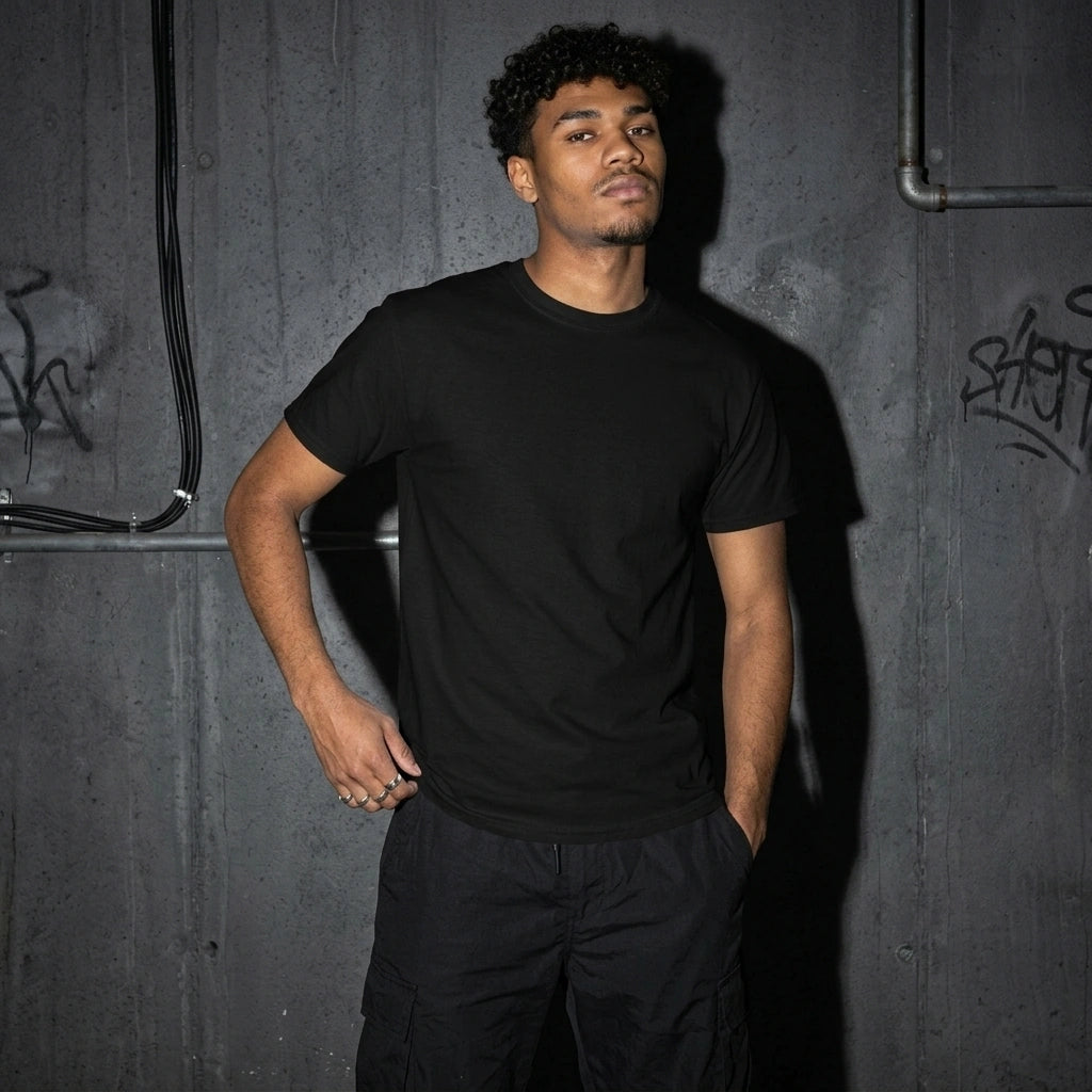 Art of Techno – Unisex Heavy Cotton Rave T-Shirt - Dreiviertel-Ansicht | Techno Essentials