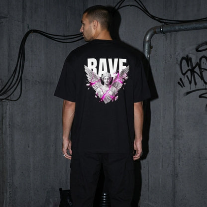 Oversize T-Shirt rave angel v2 - Dreiviertel-Ansicht | Techno Essentials