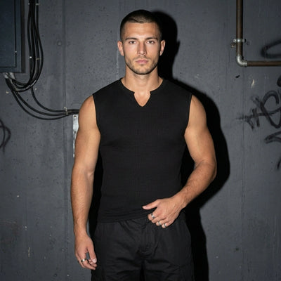 Rave Vibe Sleeveless Shirt - Dreiviertel-Ansicht | Techno Essentials