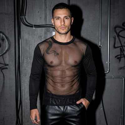 Sheer Vibe Langarmshirt für Raves - Frontansicht | Techno Essentials