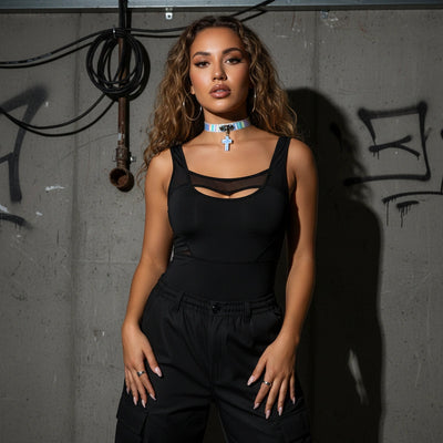 Techno Holo Cross Choker - Rückansicht | Techno Essentials