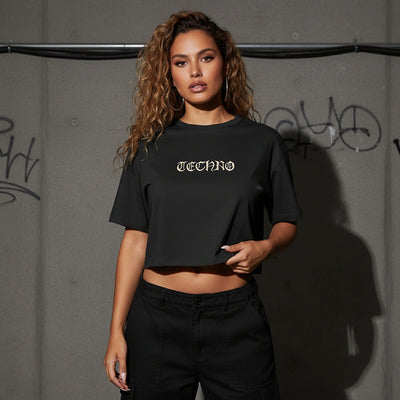 Techno Vibe Oversize Crop Top - Frontansicht | Techno Essentials